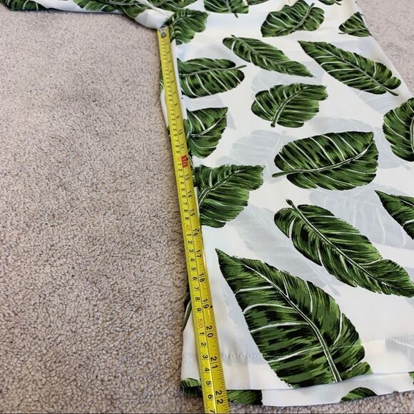 Sage & Citrus green leaf tropical wide leg cropped pants Sz XL - Picture 12 of 14